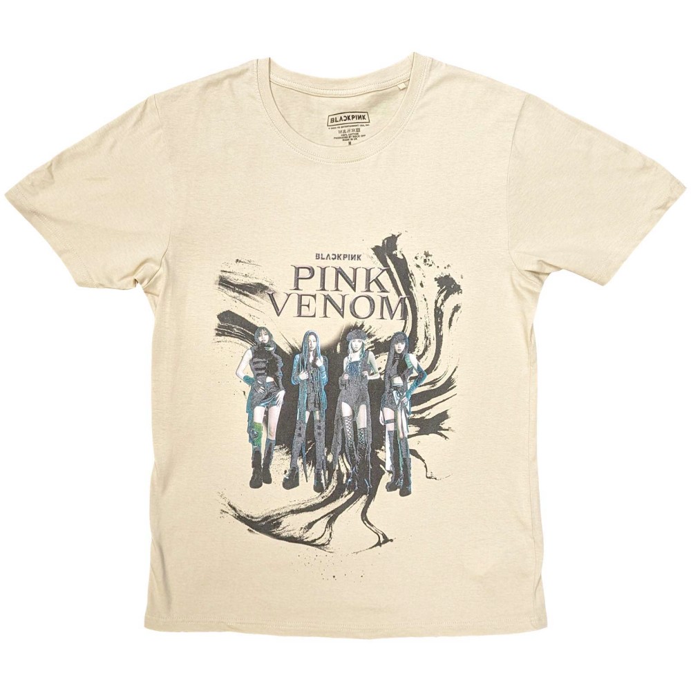 Blackpink - Pink Venom Oil Stroke Heren Tshirt - Creme